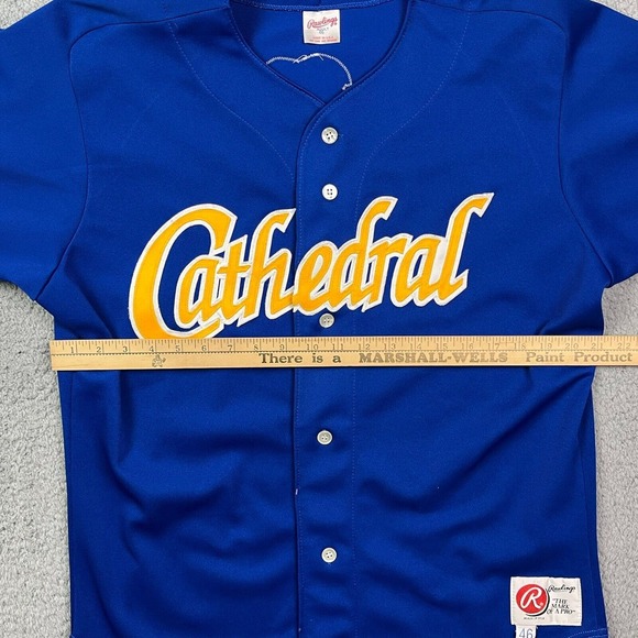 Vintage St Cloud Cathedral Baseball Jersey Minnesota High School Rawlings Sz 46 - Picture 11 of 11